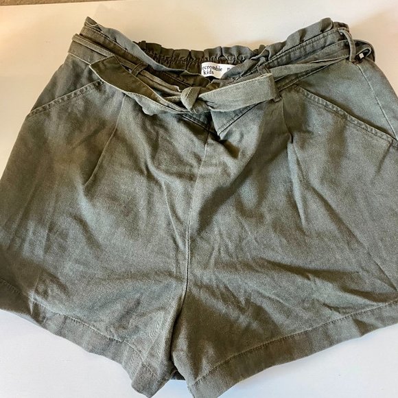 abercrombie kids dark green paper bag shorts